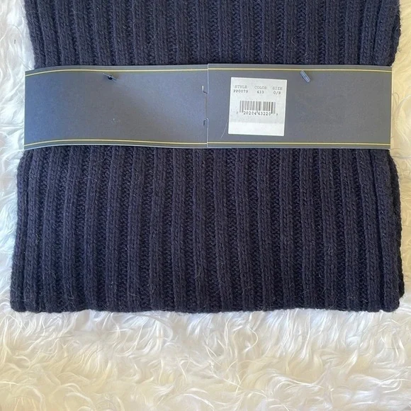 Brand New Polo Ralph Lauren 2-Piece Wool Hat & Scarf Set Navy Blue Deep Red Pony